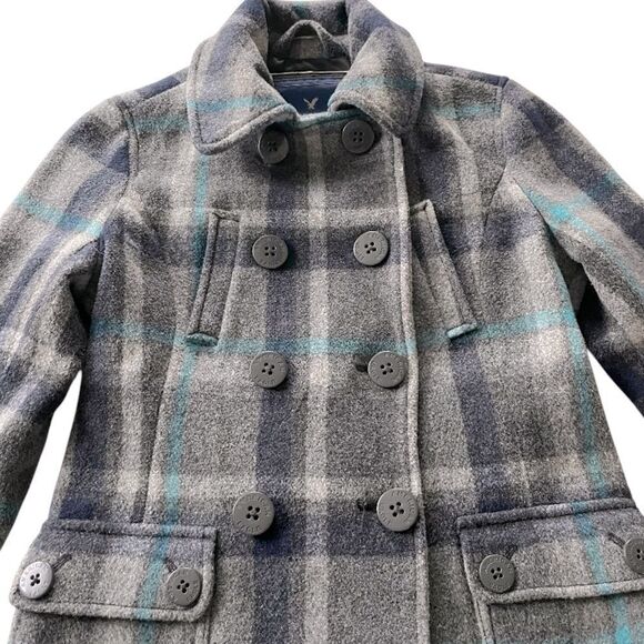 American Eagle Wool Plaid Peacoat - Picture 3 of 6